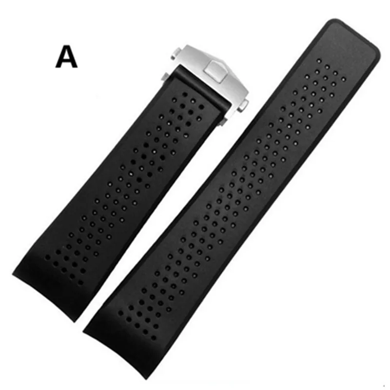 20mm 22mm 24mmm For TAG Top Rubber Silica Gel Watch Bands Strap Watchband Fold Butterfly Stainless Steel Clasp