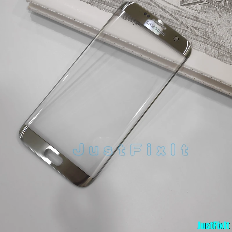 sliver Передняя стеклянная линза+ наклейки+ инструменты для samsung s7 edge G935F G935A ЖК-дисплей внешняя Сенсорная панель Замена стекла - Цвет: sliver