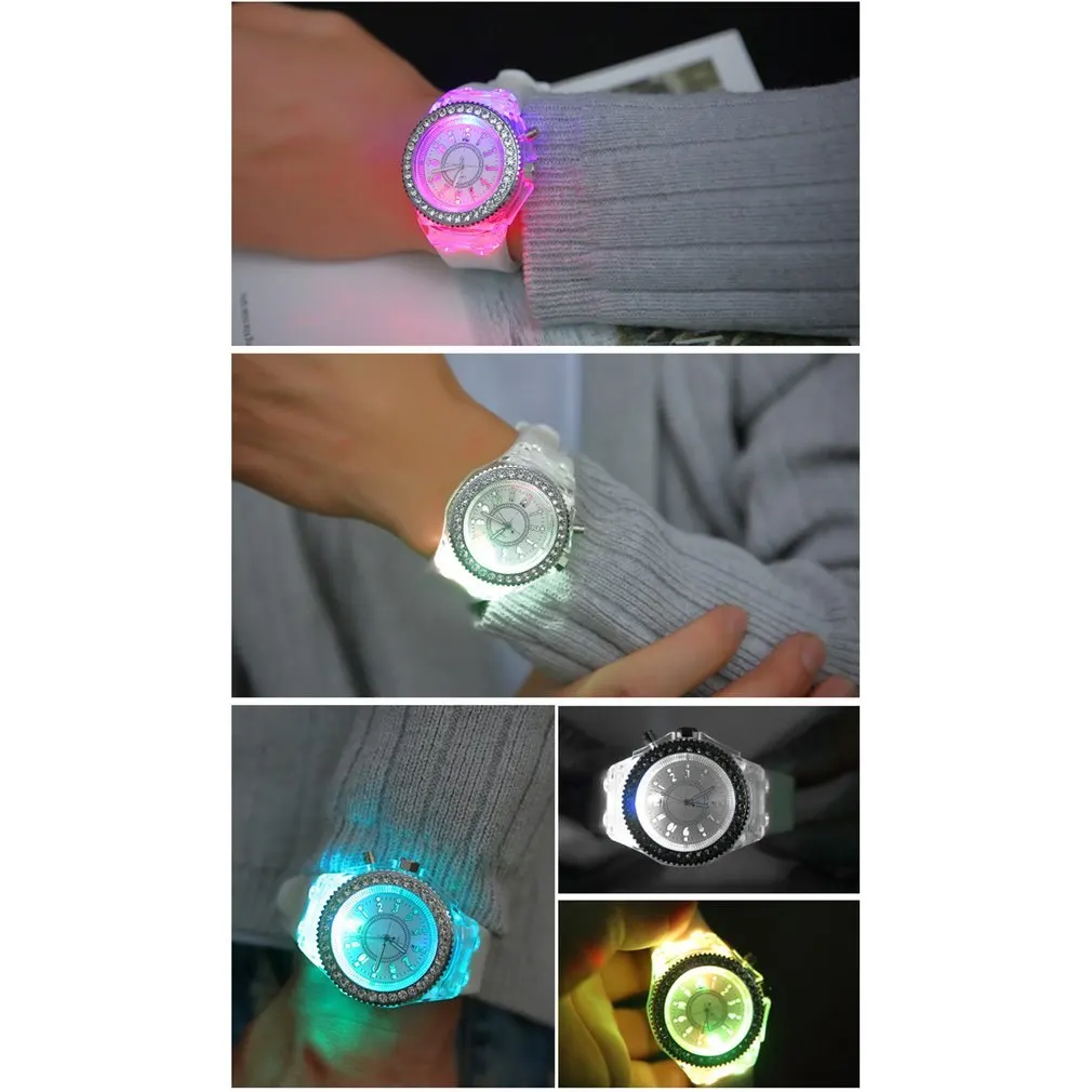 

Dropshipping Quartz Watches Luminescent Personality Rhinestone Led Silicone Fashion Boys And Girls Watch New for Dropshipping