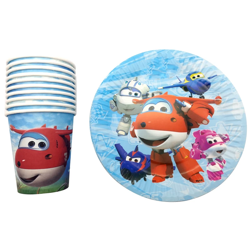 Набор посуды для 30 человек сувениры мальчиков тематические тарелки Superwings