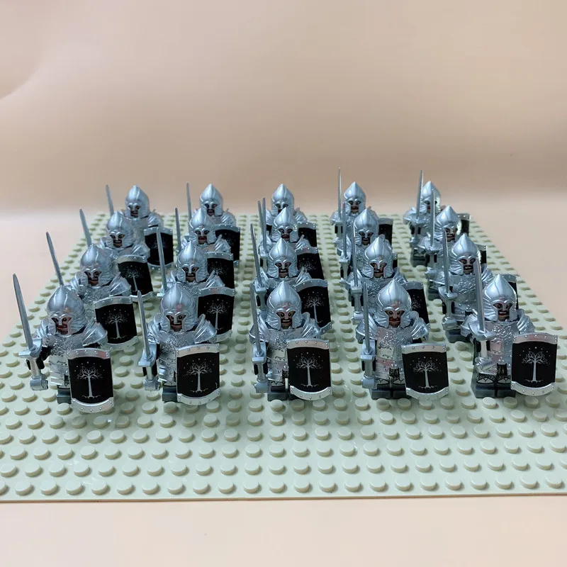 XP107 20PCS 20 шт. строительные блоки игрушки Дети средневековый замок Красный Лев Золотая Корона Рыцари король Solider щит меч - Цвет: XP107 20PCS