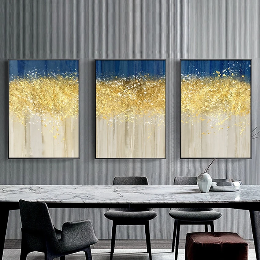 

Home Decor Abstract 3 pieces Combination Oil Painting On Canvas gilding picture Handmade Wall Art For living Room Unframed