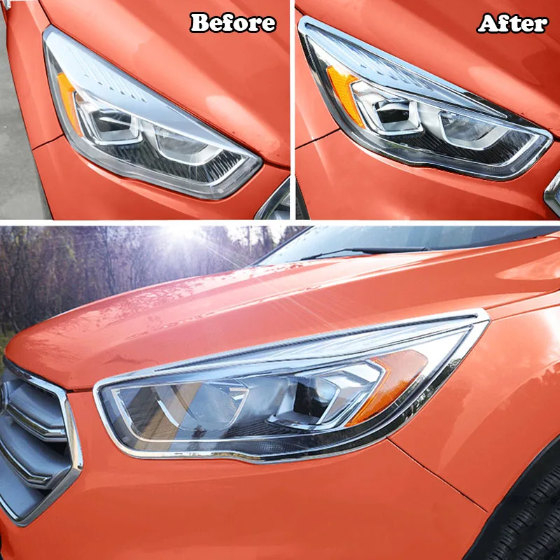 Подходит для 2017 Ford Escape KUGA хром Передняя головного света фар Крышка лампы TRIM GARNISH