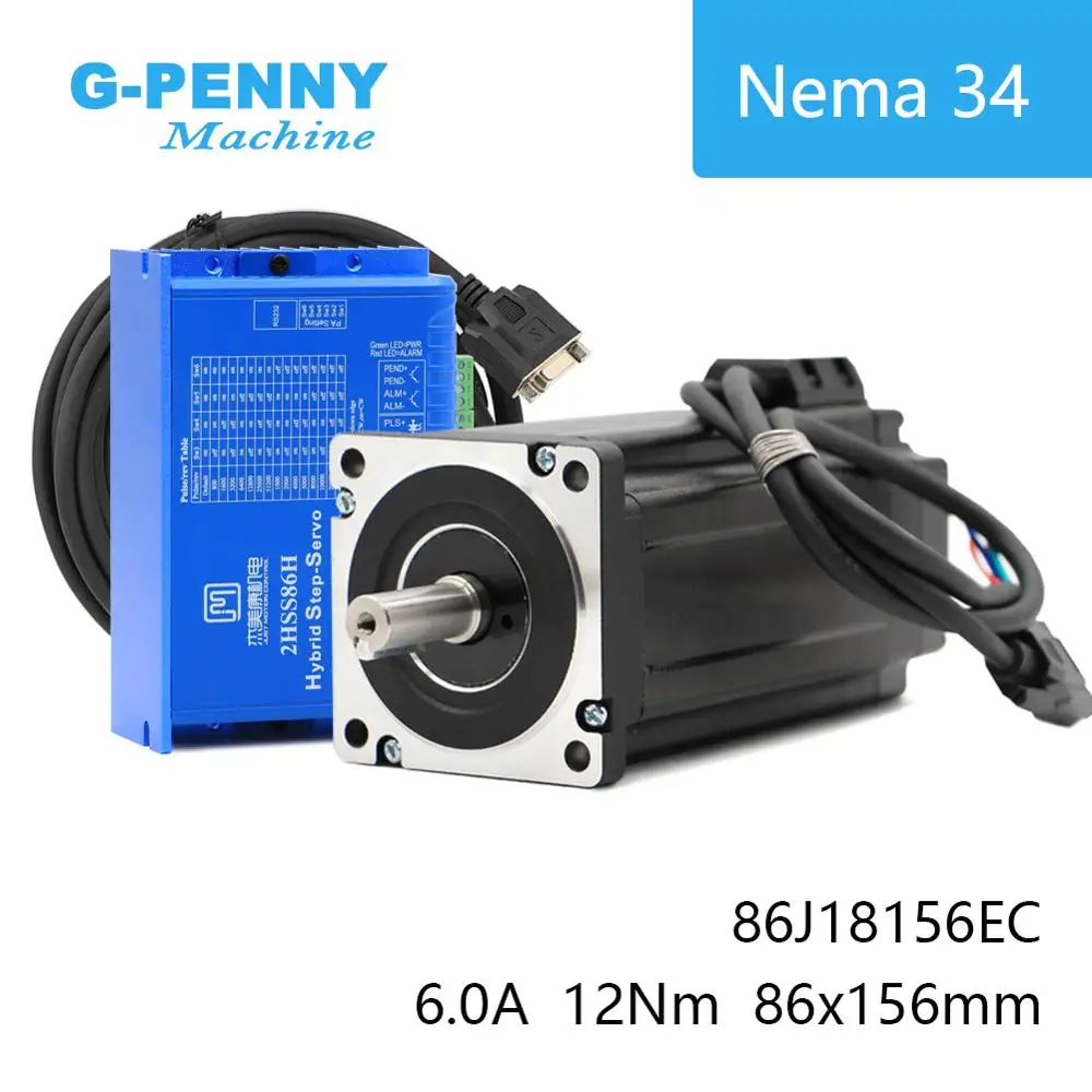 CNC NEMA 34 двигатель с замкнутым контуром 12нм 6А 2-фазовый Гибридный NEMA 34 драйвер двигателя постоянного тока(40-110 В)/переменного тока(60-80 в
