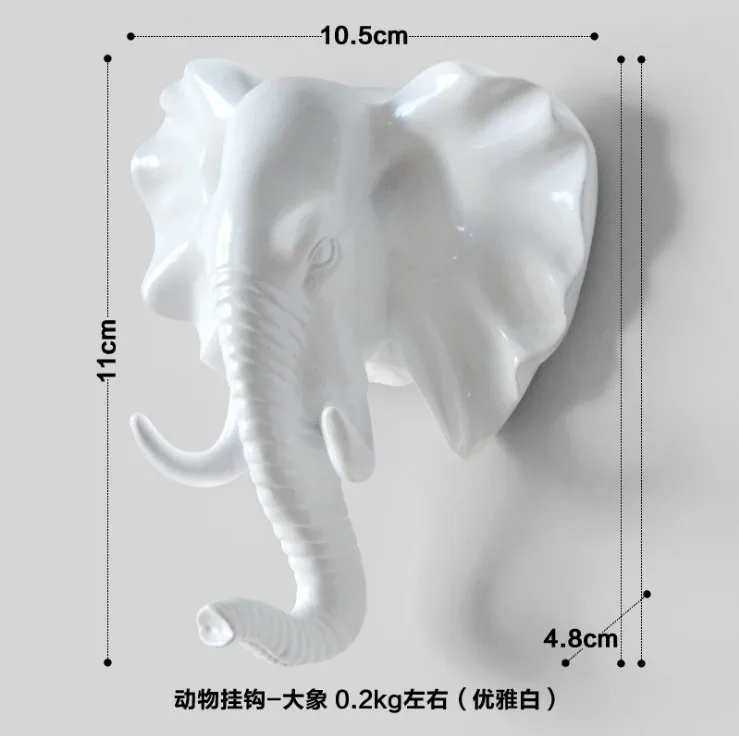 Креативные 3D крючки для стены украшения двери животных крючки декоративные крючки для одежды полимерные крючки олень носорог слон жираф лошадь - Цвет: 2
