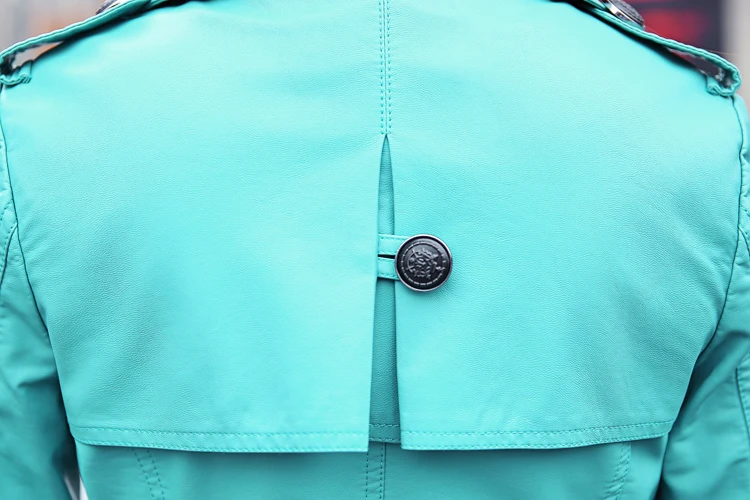 

3XL Double-breasted leather jacket 2020 new PU leather jacket women's European stations Slim long jackets women w612