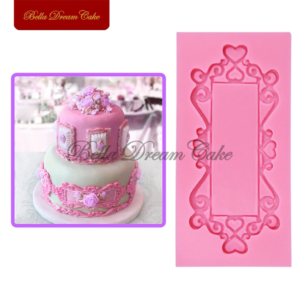 3D рамка зеркальная силиконовая форма для торта Sugarcraft Инструменты украшения