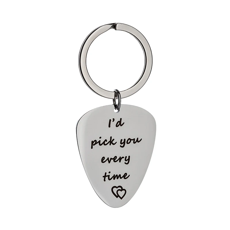 Брелок с надписью любовь брелок-гитара я всегда встречу вас. из нержавеющей стали