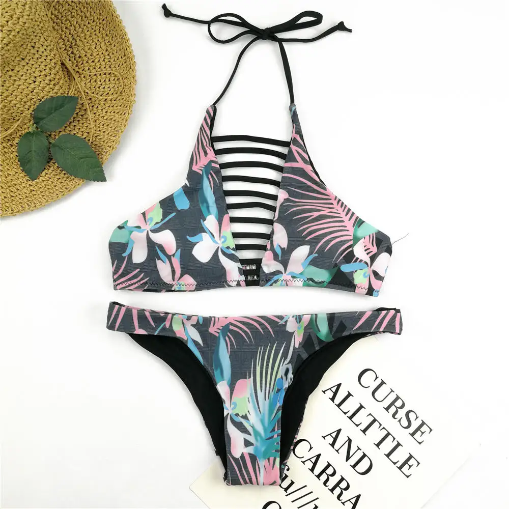 Сексуальные бразильские бикини женские однотонные купальники пуш ап купальник