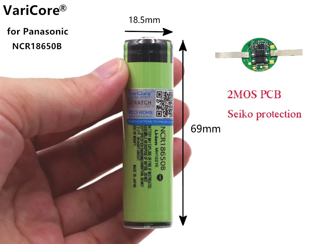 18650 NCR18650B защищенный 3400mAh перезаряжаемый литий-ионный аккумулятор с PCB 3,7 V фонарик