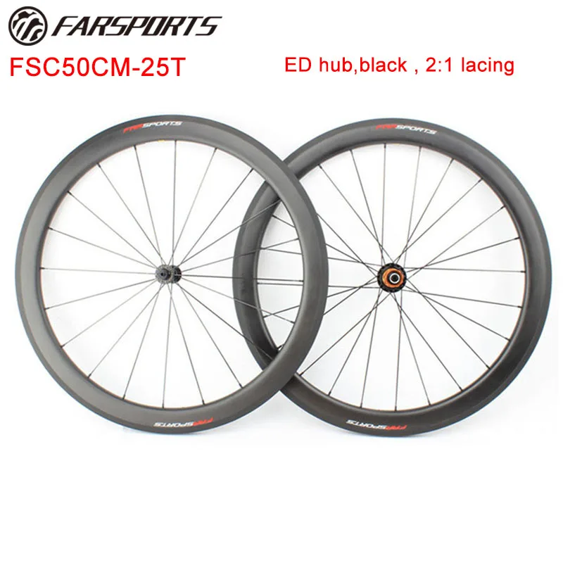 Farsports Углеродные дорожные колеса FSC50CM 25U клинчер бескамерный готов 50 мм глубина