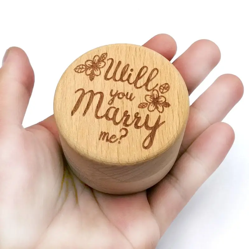 Personalized Engraving Rustic Wedding Wooden Ring Box Jewelry Trinket Storage Container Holder Custom Will You Marry Me Rings Be | Дом и сад
