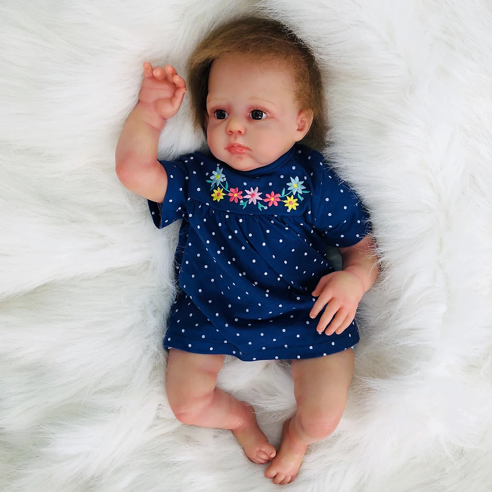 

New art 50cm soft Silicone Reborn Baby Doll cloth body Realistic Girl Princess Baby Dolls Kids Birthday Xmas Gift brown eyes