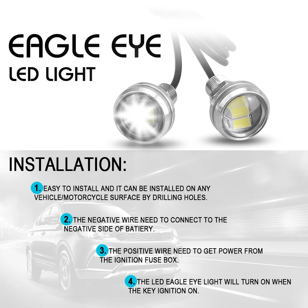 

Car DRL Eagle Eye LED Daytime Running Light Motorcycle Screw Lamp Source Waterproof 5630SMD Car Styling 100Pcs Wholesale