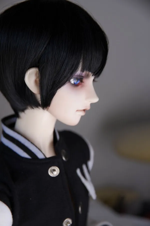 BJD кукла парики для 1/3 1/4 1/6 BJD DD SD MSD YOSD дядя кукольные волосы парики высокотемпературный провод короткий черный красный-brwon парики из натуральных волос - Цвет: black
