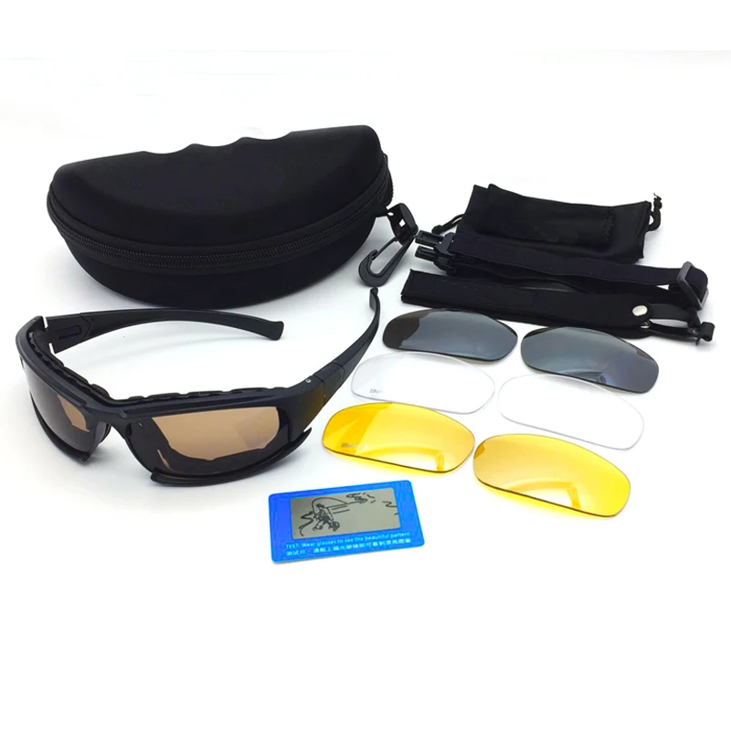 UV400 Daisy X7 Army Goggles Sunglasses Men Military Sun glasses 4 Lens Kit For Men's War Game Tactical Cycling Glasses Polarized | Спорт и