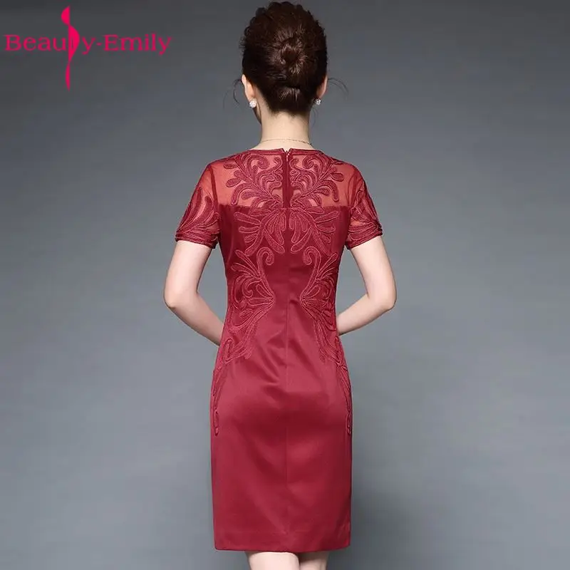 Женское платье футляр для матери невесты с круглым вырезом и аппликацией|mothers