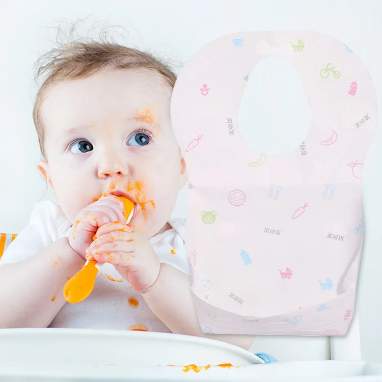 Children's disposable bib 20 pieces baby portable saliva towel cartoon print dinner pocket | Детская одежда и обувь