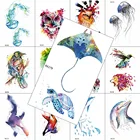 DIY акварель дьявол рыба черепаха временные искусственные татуировки боди-арт на руку груди татуировки для мужчин женщин мужчин детей реалистичные листы наклейки