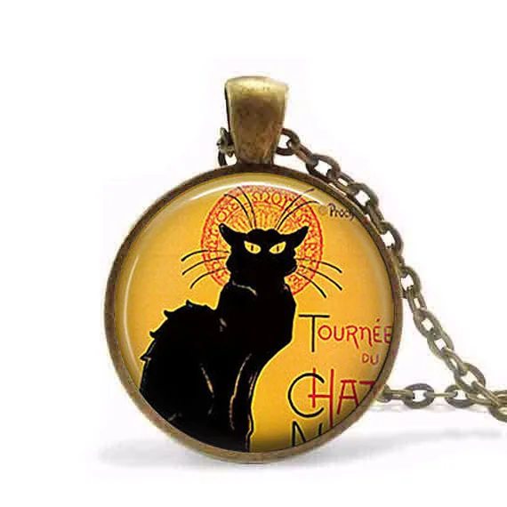 Винтажное ожерелье Le Chat Noir с кулоном в стиле стимпанк черного кота Мужская
