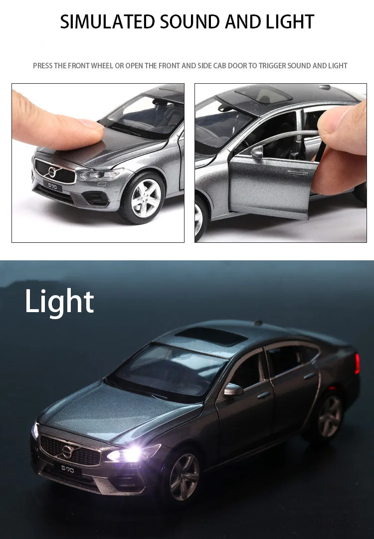 1:32 Diecasts модель автомобиля VOLLVO S90 автомобиль металлические автомобили светильник звуковые сплав игрушки для детей транспортные средства Подарки для детей мальчик