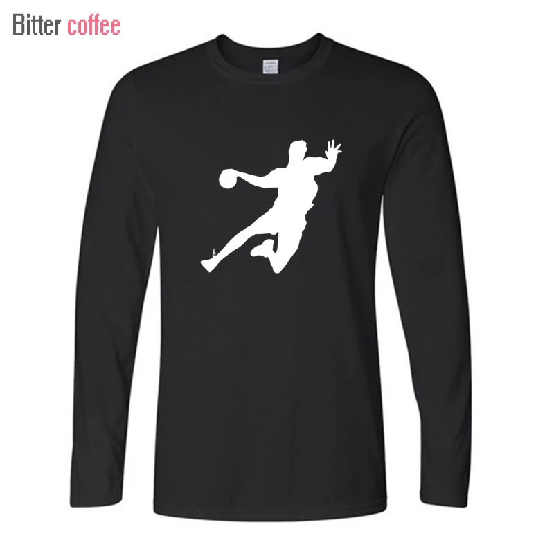 

Hot Sale New Novelty Handball Fashion Men Tee Shirt 100% Cotton Mens Designs Creative Skateboard Long sleeve T-shirt Euro Size