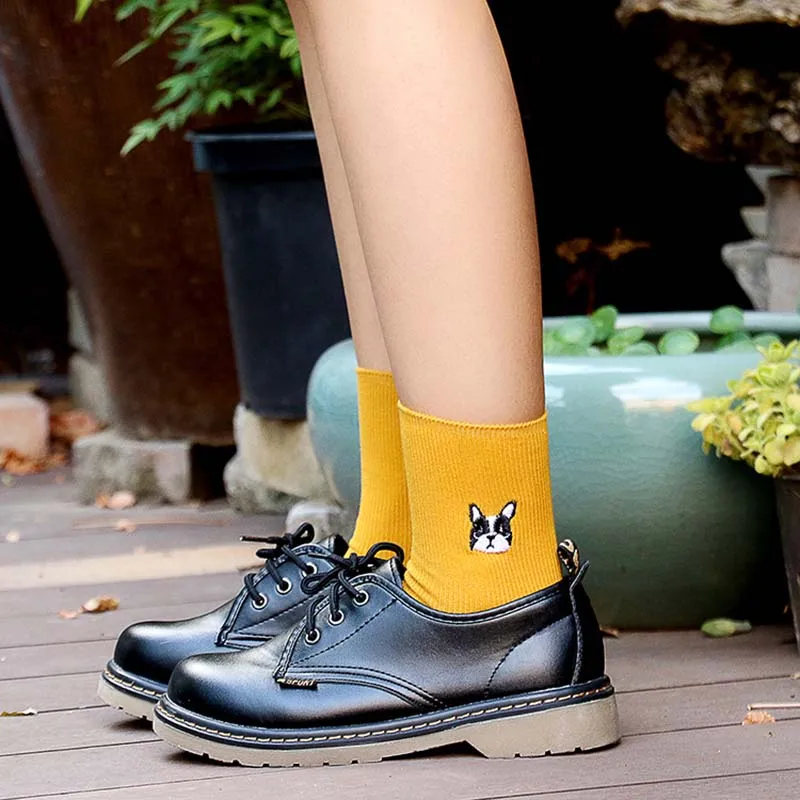 [Cospacool] вышивка мопса узор конфеты забавные Женские носочки креативные Япония