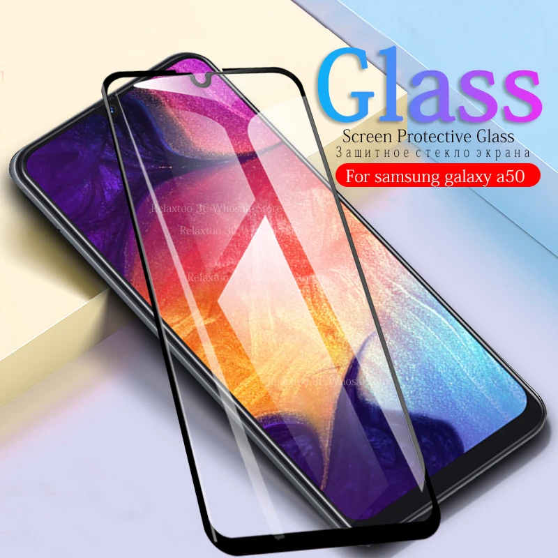Закаленное стекло с полным покрытием для Samsung A50 защитное защита экрана Sumsung Galax A 50