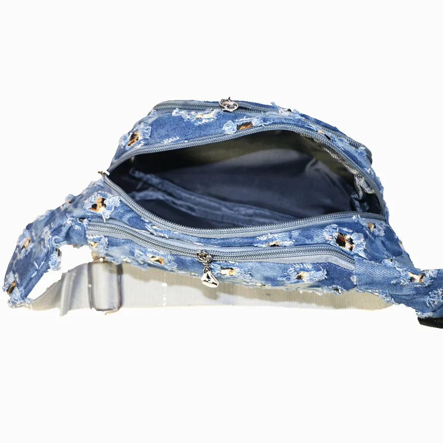 Модная Повседневная поясная сумка унисекс из голубого денима забавная Сумочка