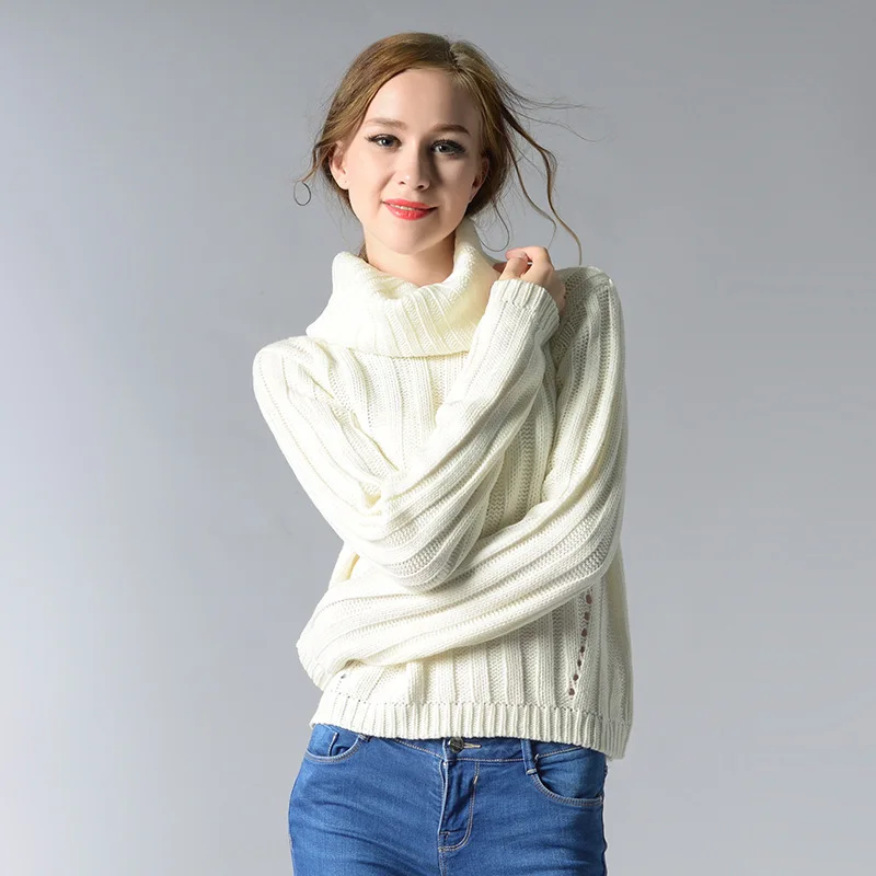 2018 Fashion Women's High-necked Long Sleeves Slim Sweater Casual Ladies Round Neck Pullover Female Autumn Winter YH-0607032G | Женская