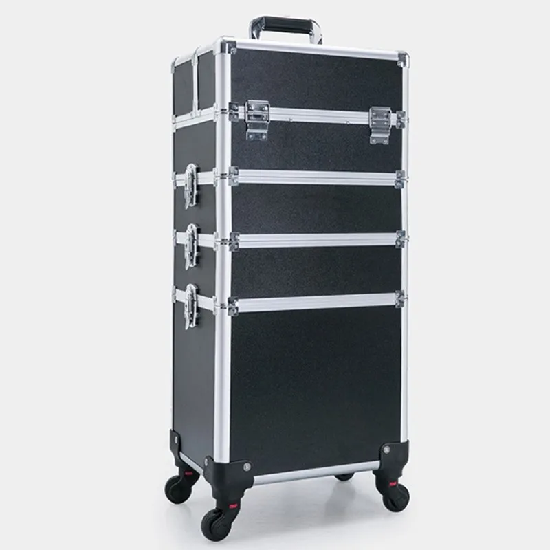 Aluminum alloy abs density board trolley case 4 layer cosmetic box professional beauty toolbox travel suitcase bag luggage bags