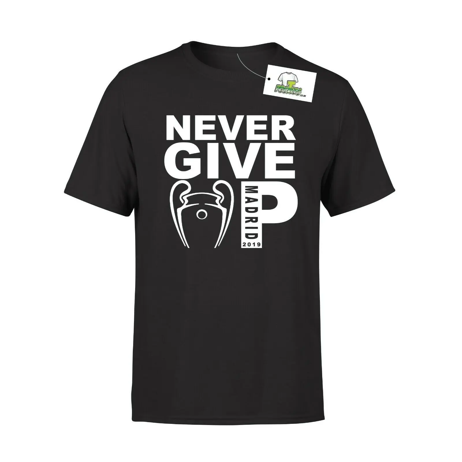 Мужская и женская футболка в стиле унисекс LIVERPOOL NEVER GIVE UP Мадрид 2019 | одежда
