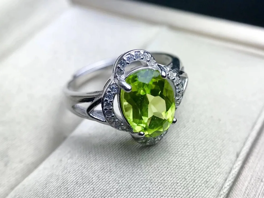 Fidelity Natural 7*9mm peridot Rings s925 sterling silver fashion fine Jewelry for women party green gemstone | Украшения и