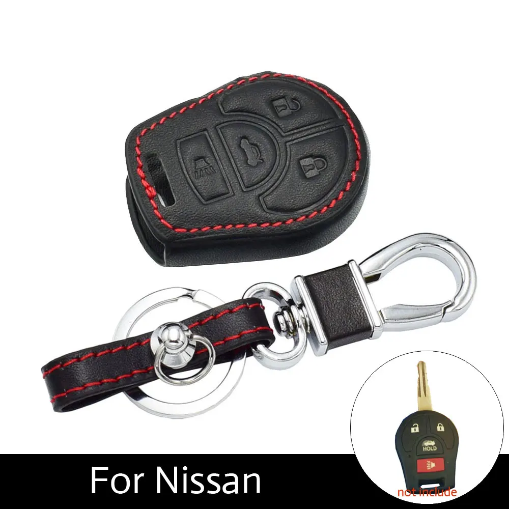 4 кнопки для ключа ФОБ ключей автомобиля кожаный чехол Nissan TIDA Livida X Trail Qashqai Teana March с