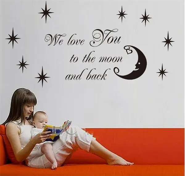 

We love you to the Moon and Back Star quotes Wall Sticker vinyl Wallpaper wall decal DIY home art decor Removable