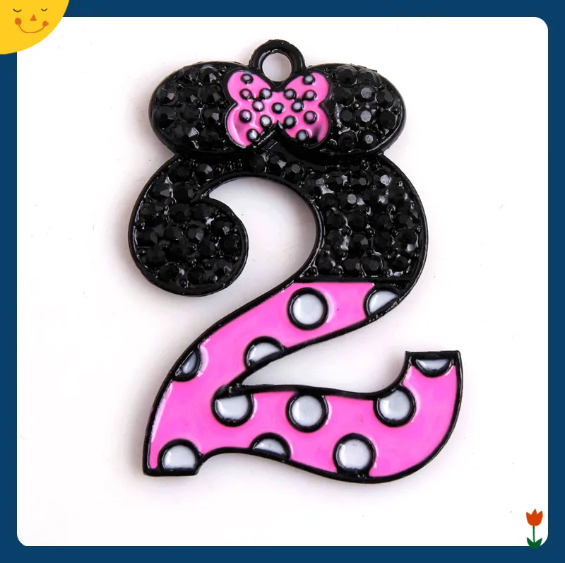 OYKZA 5 шт. цинковый сплав красочная эмаль цифровые 2 подвески для крупных бусин