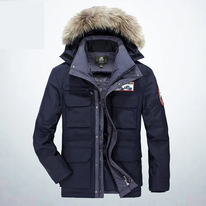 2018 new fashion men's adult clothing winter thick loose casual cotton hooded fur collar down jacket | Мужская одежда