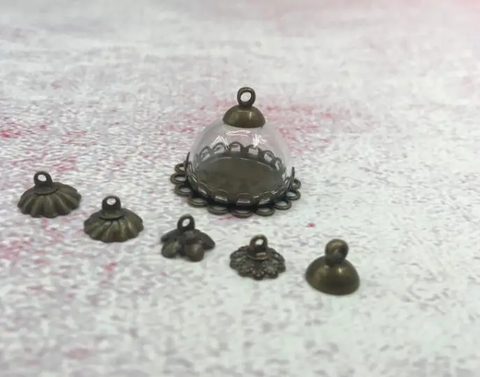 10 шт./лот 20 мм половина стеклянного шара купольная крышка с двойным кружевным