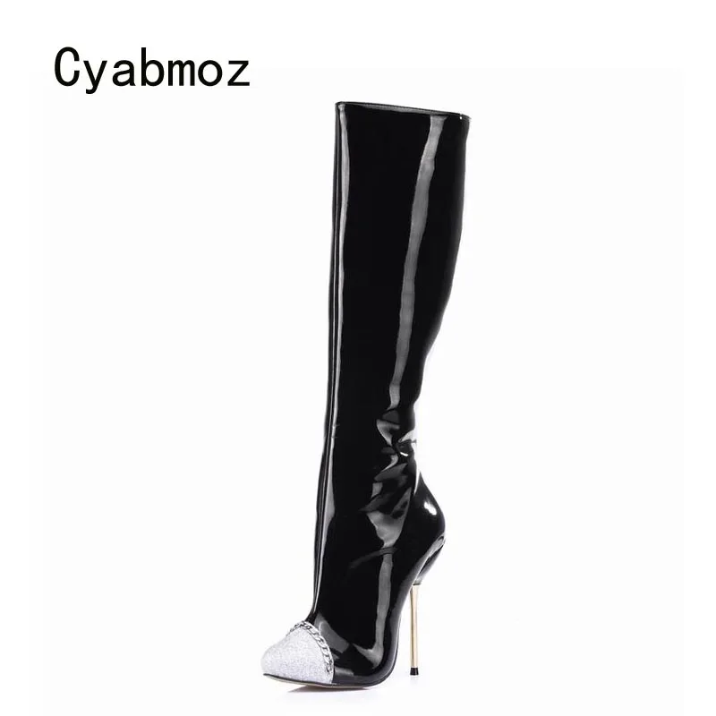 Cyabmoz/зимние сапоги до колена на высоком каблуке женская обувь Zapatillas Botas Zapatos Mujer