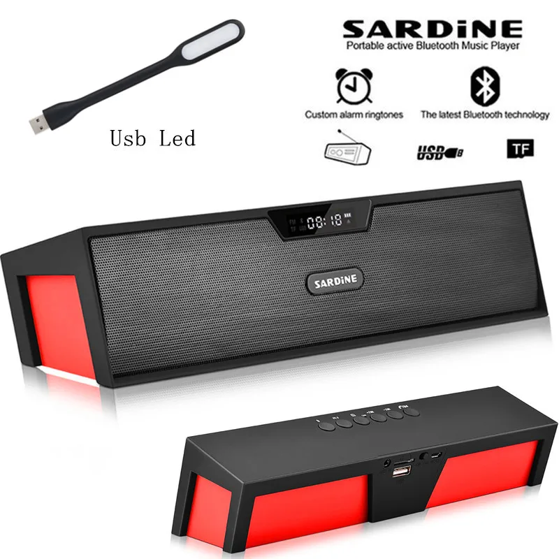 Sardine беспроводной HIFI портативный беспроводной bluetooth динамик стерео Саундбар TF fm-радио двойной bluetooth динамик s Портативный - Цвет: Black with red back