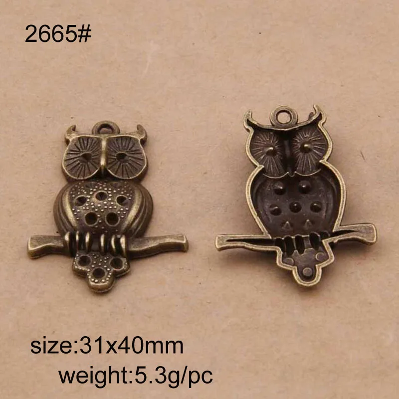 Подвески в виде совы из сплава под античную бронзу 25 шт./лот 31x40 мм подходят для