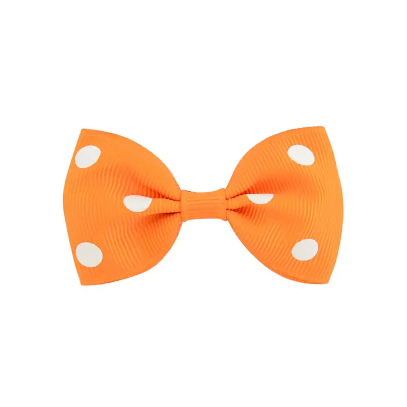 20 шт. 7 см в горошек лента бант для волос заколки девочек персиковый оранжевый