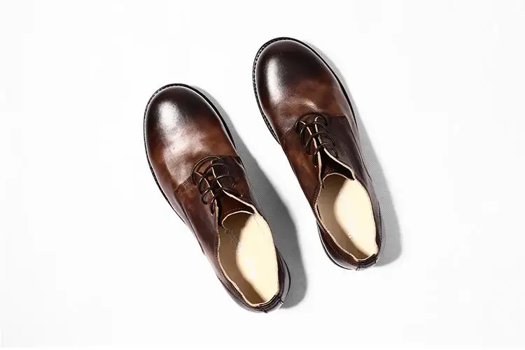 Lace-Up Men's Oxford Genuine Leather Men Dress Shoes Vintage Handmade Japanese Style Toes-Spring Gradient Casual Wedding | Обувь