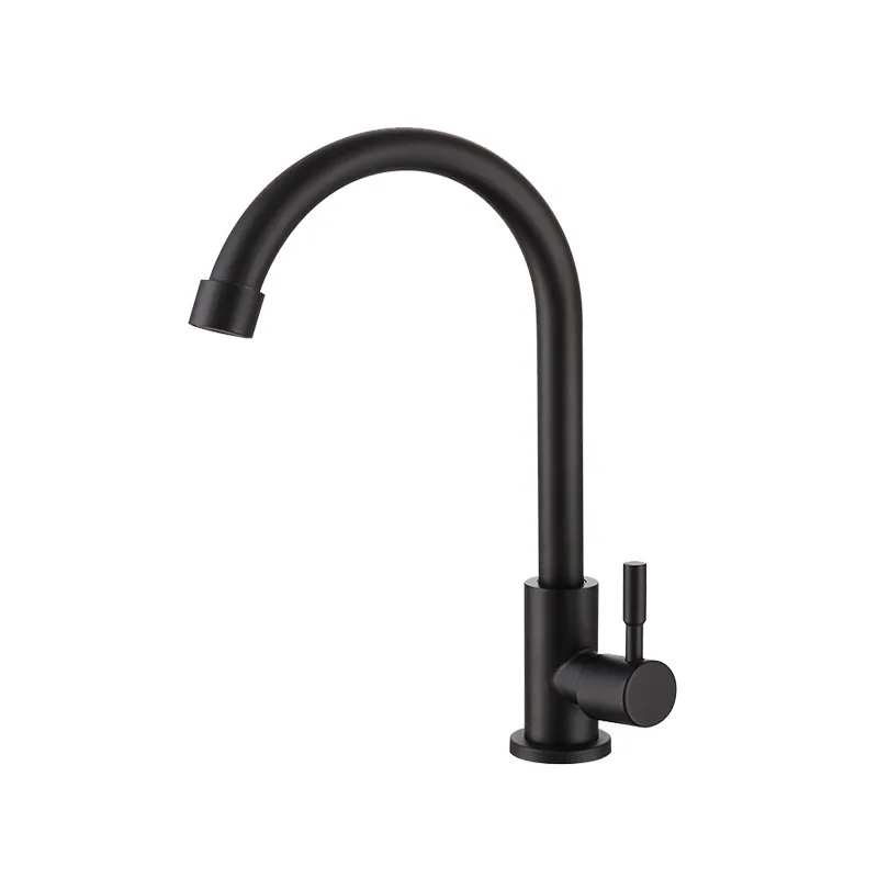 faucet only Biggers черный цвет 304 нержавеющая сталь один холодной воды кухонный кран вращающийся кухонный кран - Цвет: faucet only