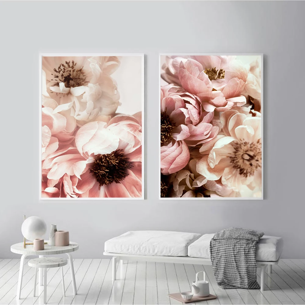 

Canvas Painting Nordic Decor Pink Elegant Peony Flower Phrase Posters And Prints Wall Pictures For Living Room Home Decoration