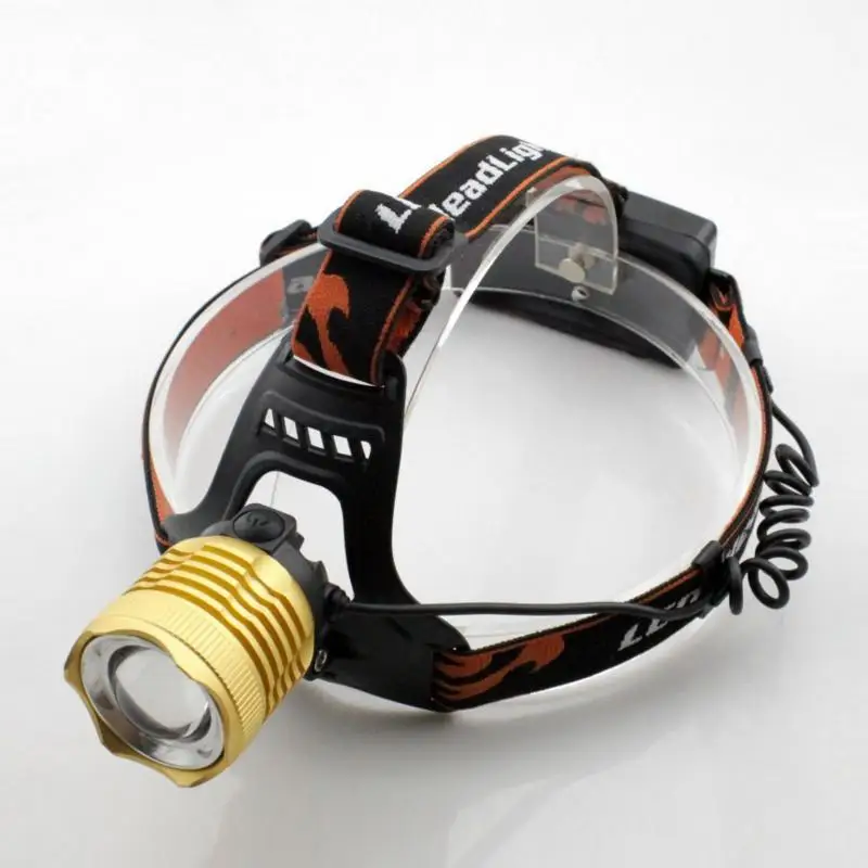 1200lm CREE Xml T6 фара 18650 прямые Перезаряжаемые фонарик Водонепроницаемая передняя фара Золотой 3 Режим альпинист Охота - Испускаемый цвет: white light