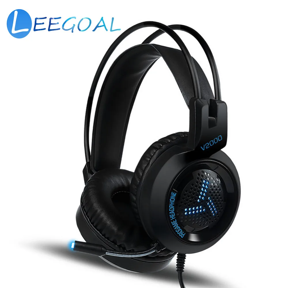V2000 гарнитуры с светодиодный глубокий бас портативный оголовье проводное Стерео