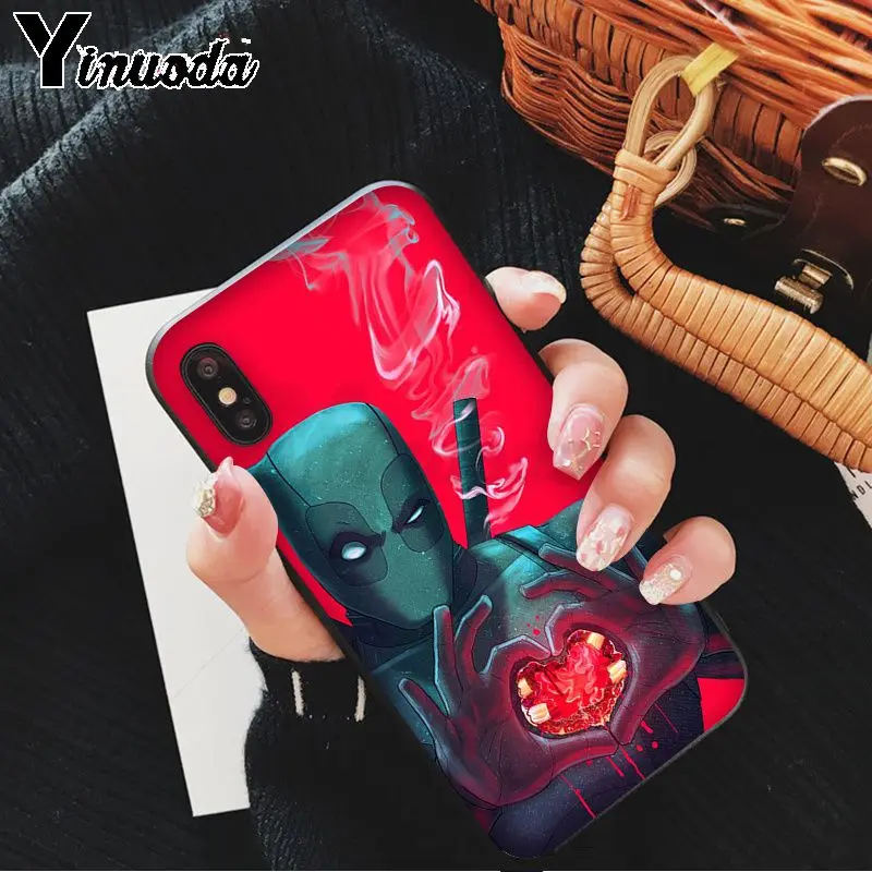 Yinuoda Marvel Deadpool черный ТПУ мягкий резиновый чехол для телефона iPhone X XS MAX 6 6S 7 7plus 8 8Plus 5