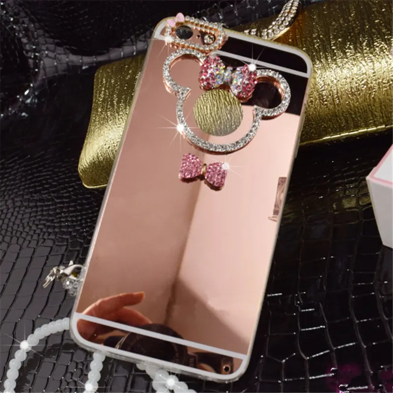 Для iPhone 6 S 7 8 Plus X модная симпатичная мягкая зеркальная задняя крышка с