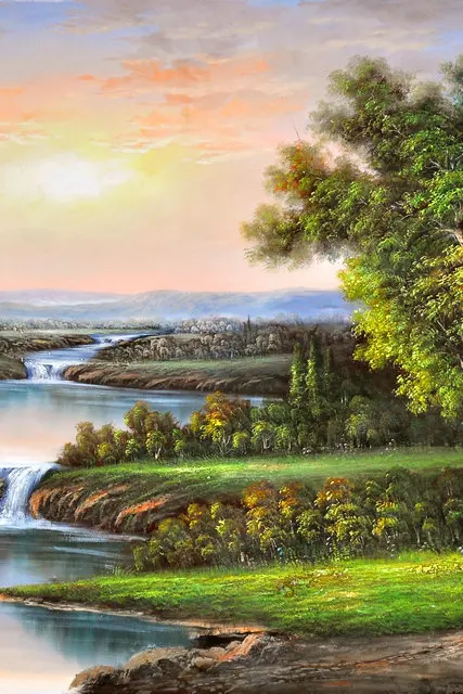 3 Панели пейзаж деревья и реки холст печать живопись абстрактная картина